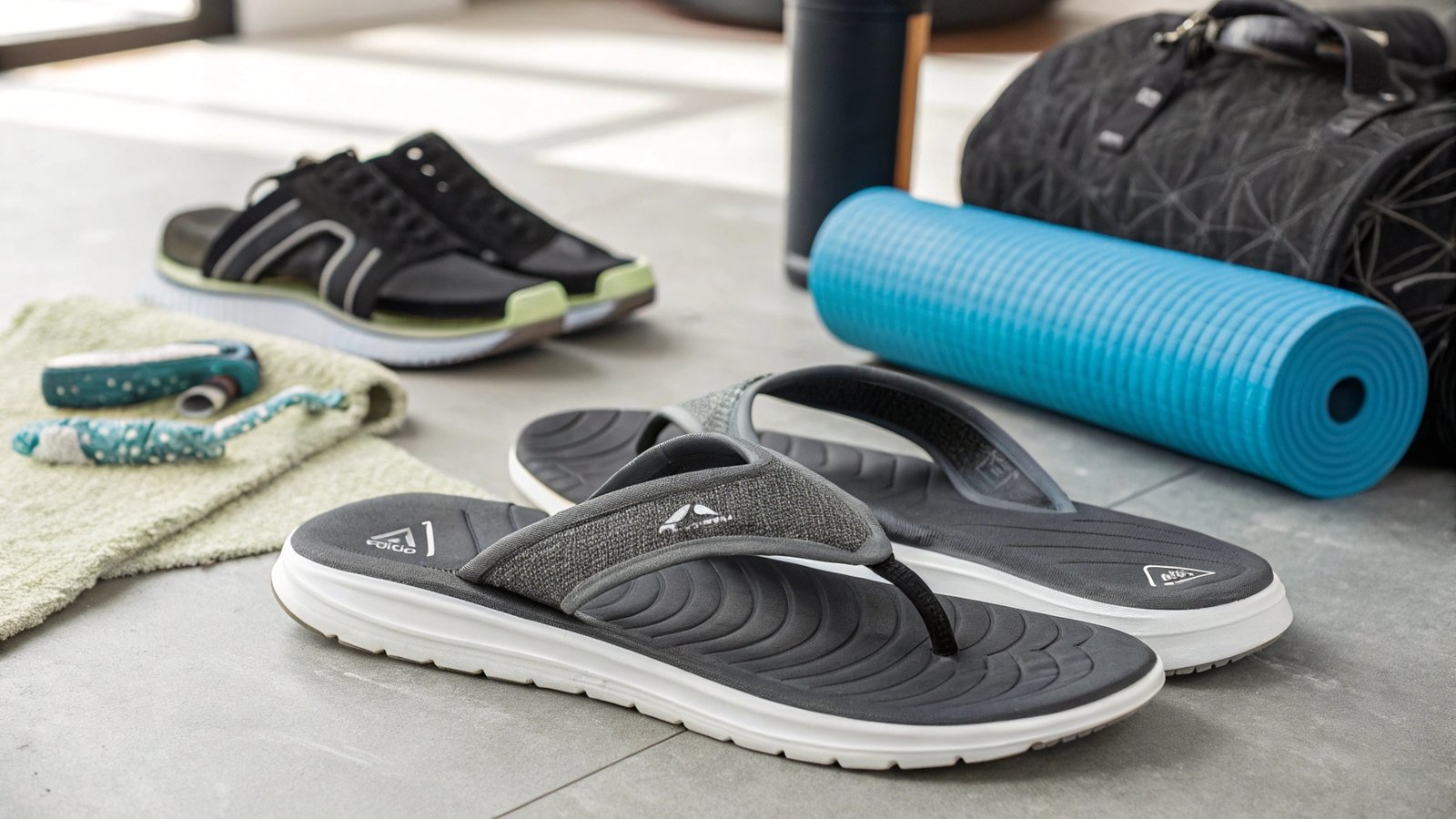 imagine prompt a close up of hybrid flip flops w