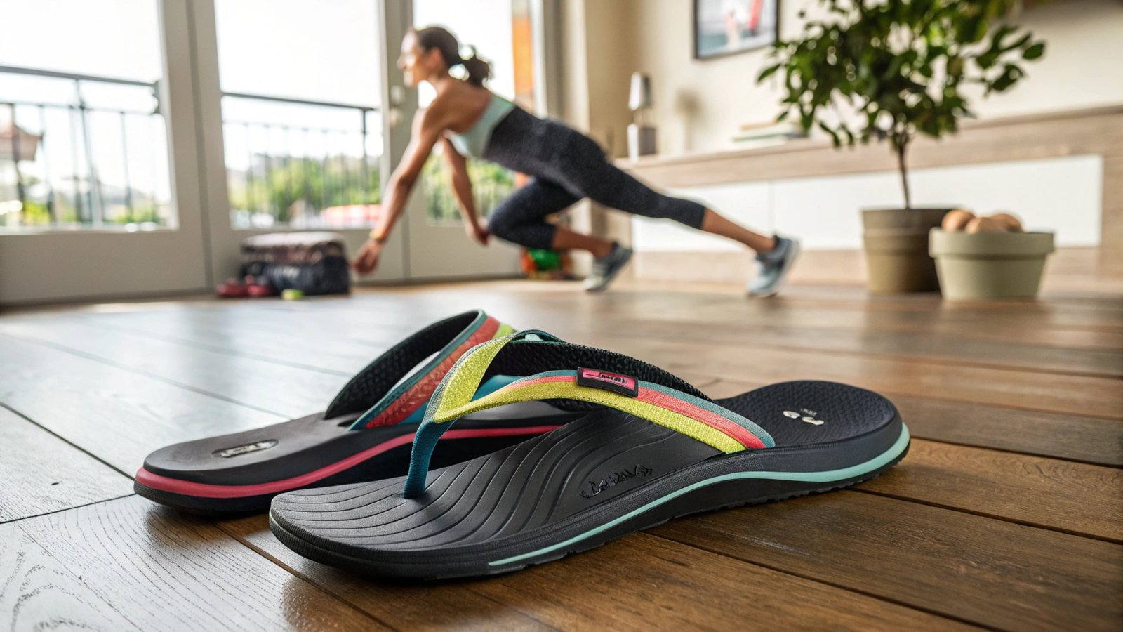  imagine prompt a pair of sleek sporty flip flop