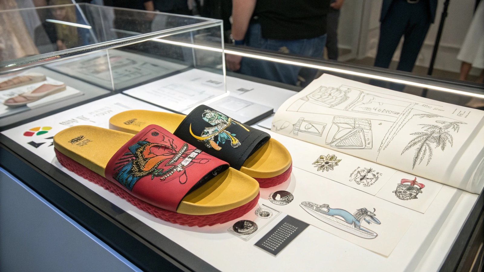 imagine prompt a pair of slippers designed by a